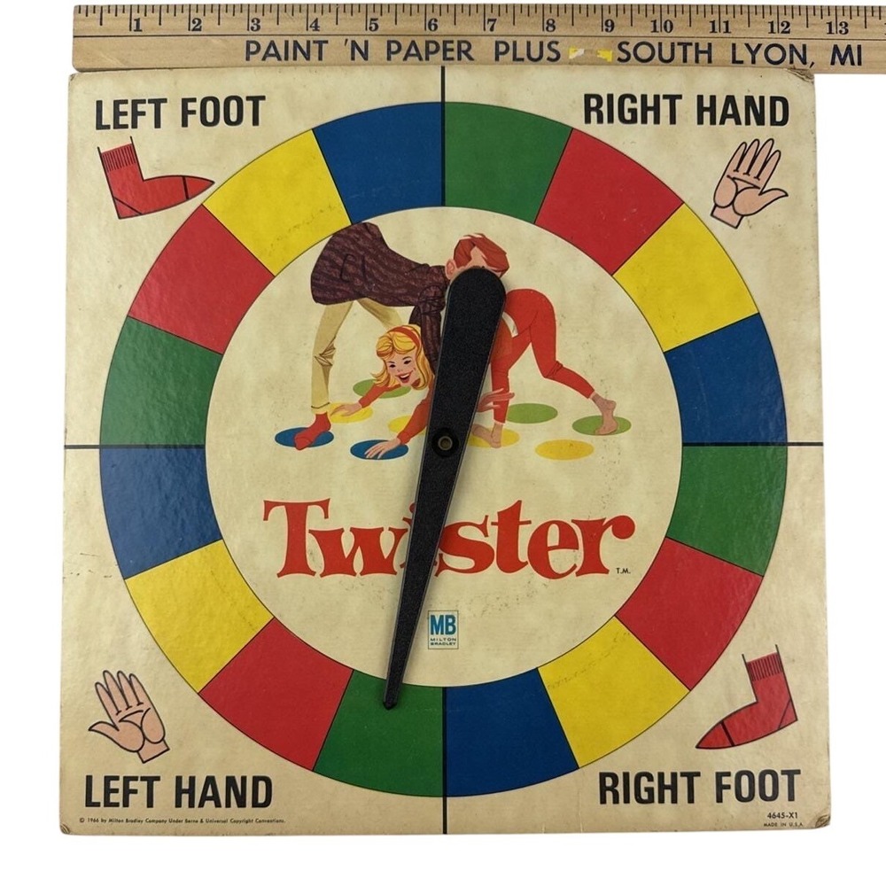 Vintage‎ 1966 Milton Bradley Twister Game Spinner Board Replacement 4645-X1 USA